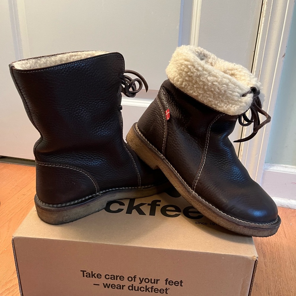Duckfeet Arhus wool lined boots in Stone size 42